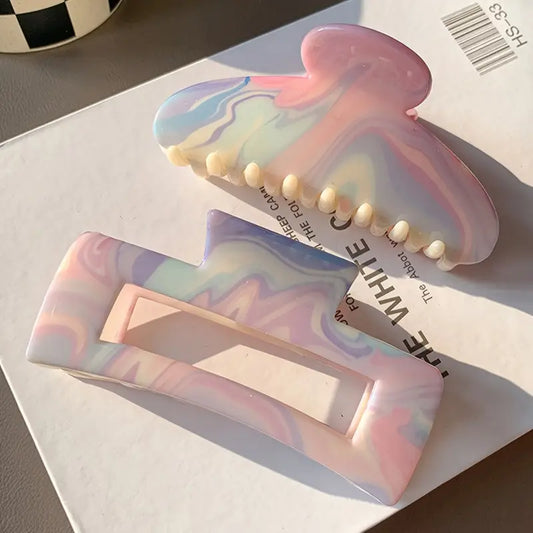 Marbled Pastel Hair Clips